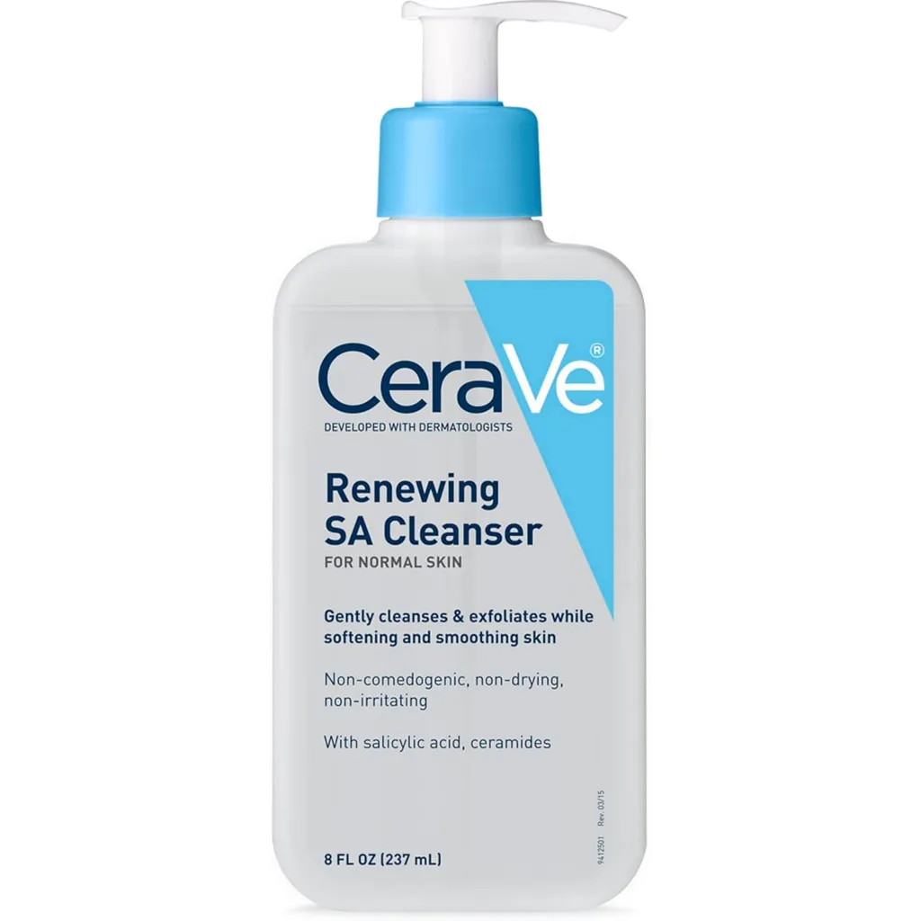 CeraVe SA Cleanser Salicylic Acid Face Wash with Hyaluronic Acid, Niacinamide & Ceramides BHA Exfoliant for Face 8 Ounce, multi, 8 Fl Oz (Pack of 1)