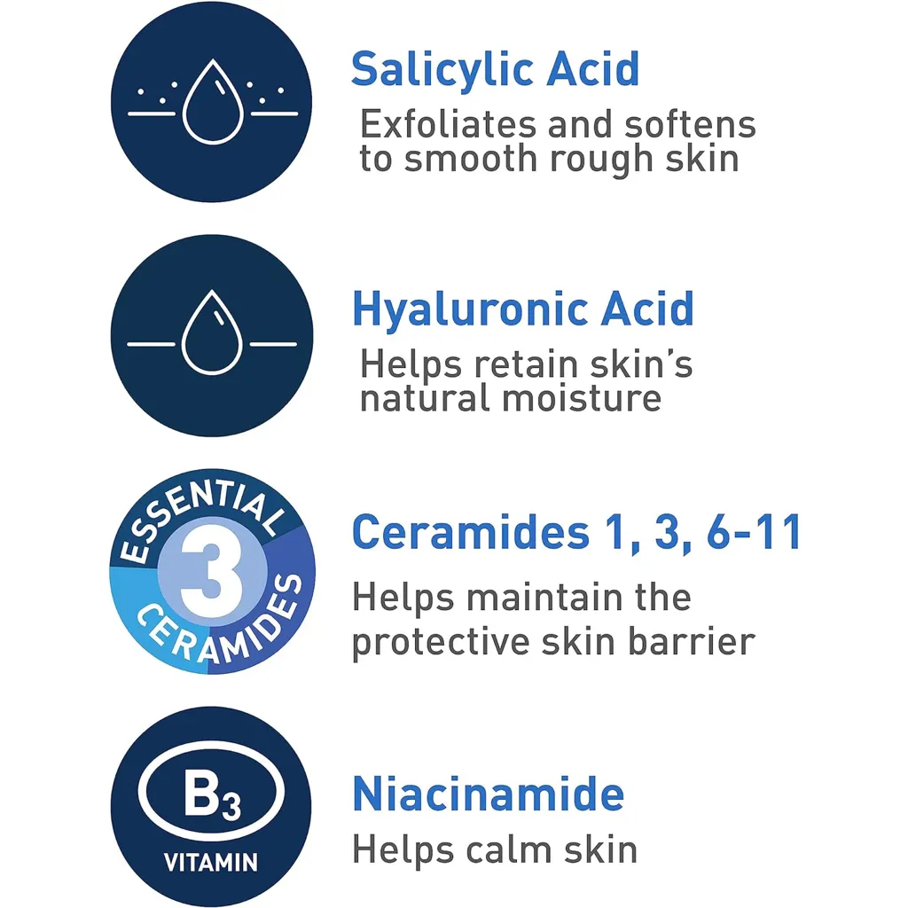 CeraVe SA Cleanser Salicylic Acid Face Wash with Hyaluronic Acid, Niacinamide & Ceramides BHA Exfoliant for Face 8 Ounce, multi, 8 Fl Oz (Pack of 1) - Image 3