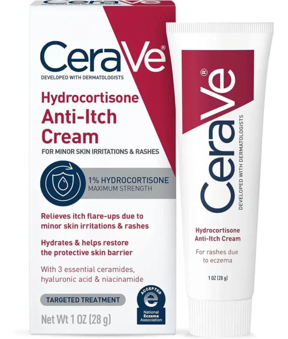 CeraVe Hydrocortisone Cream 1% 28g Eczema Treatment & Dry Skin Itch Relief Cream Fragrance Free