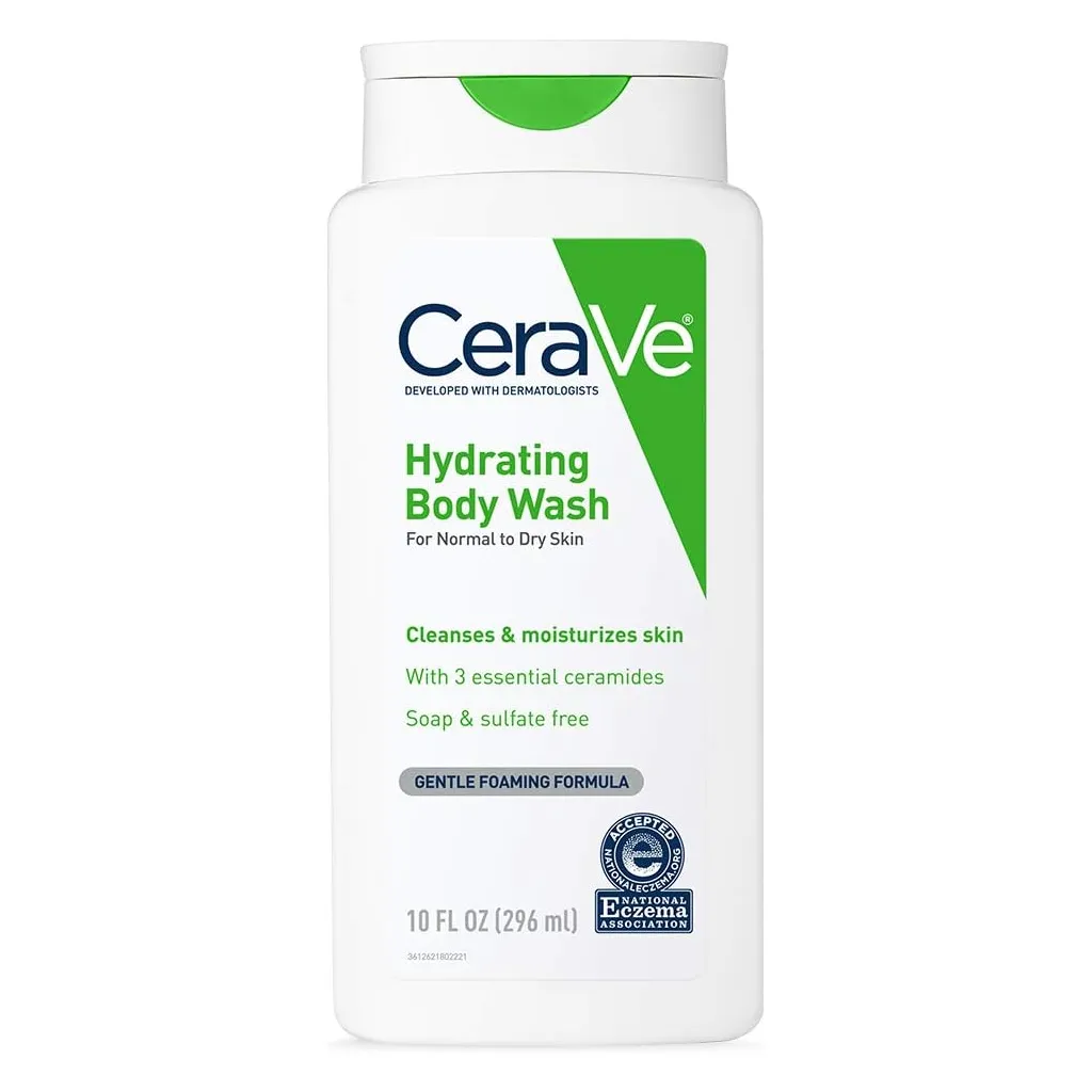 CeraVe Body Wash for Dry Skin | Moisturizing Body Wash with Hyaluronic Acid and Ceramides | Paraben, Sulfate & Fragrance Free | 10 Ounce