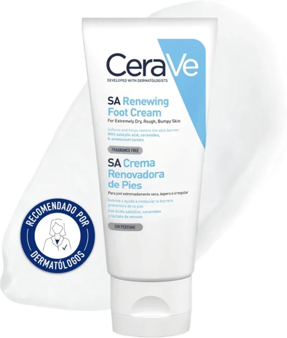 CeraVe SA Renewing Foot Cream | Foot Cream for Dry, Rough, Cracked Feet with Salicylic Acid and Ceramides | Fragrance Free | 3Oz, 88 ML
