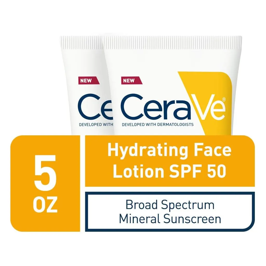 CeraVe 100% Mineral Sunscreen Spf 50 | Face Sunscreen With Zinc oxide & Titanium Dioxide for Sensitive Skin | 2.5 Oz, 2 Pack - Image 2