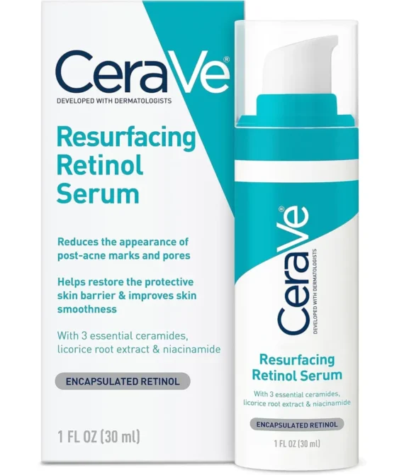 CeraVe Retinol Serum for Post-Acne Marks and Skin Texture | Pore Refining, Resurfacing, Brightening Facial Serum with Retinol and Niacinamide | Fragrance Free, Paraben Free & Non-Comedogenic| 1 Oz