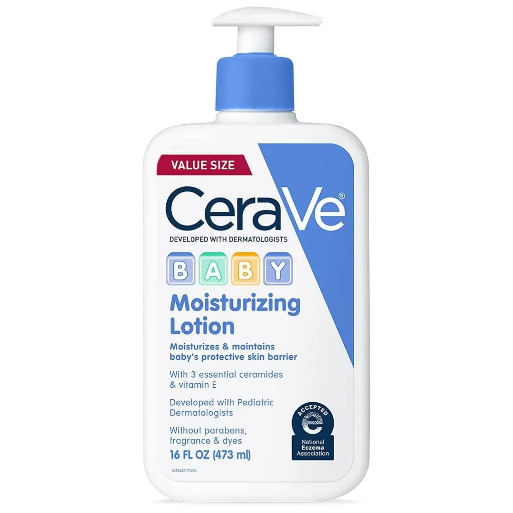 CeraVe Baby Lotion | Gentle Baby Skin Care with Ceramides, Niacinamide & Vitamin E | Fragrance, Paraben, Dye & Phthalates Free | Lightweight Baby Moisturizer | 16 Ounce