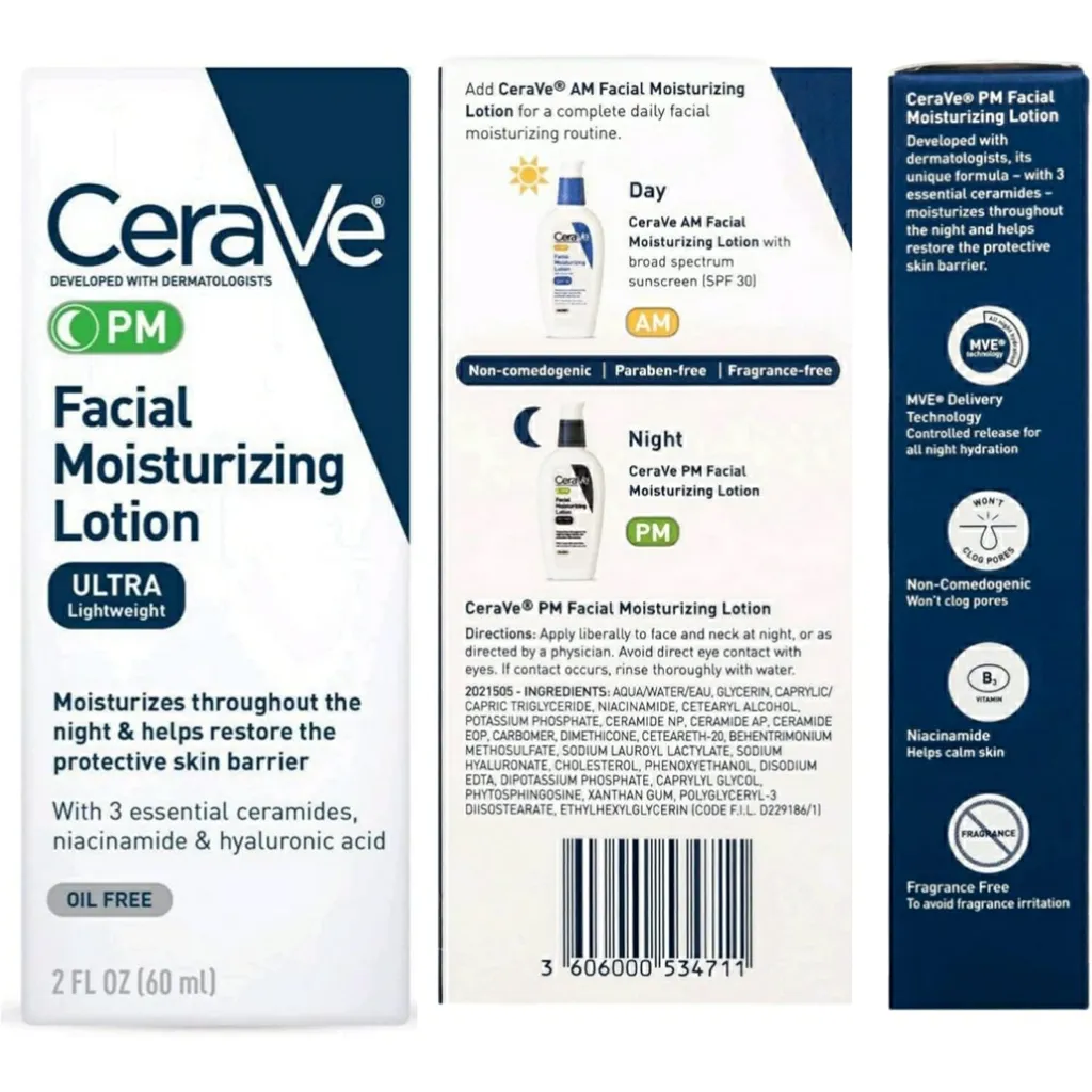 CeraVe Daily Skincare Acne Treatment Bundle Acne Foaming Cream Cleanser (5 fl oz), AM Facial Moisturizing Lotion with Sunscreen (2 oz), and PM Facial Moisturizing Lotion (2 oz) - Image 4