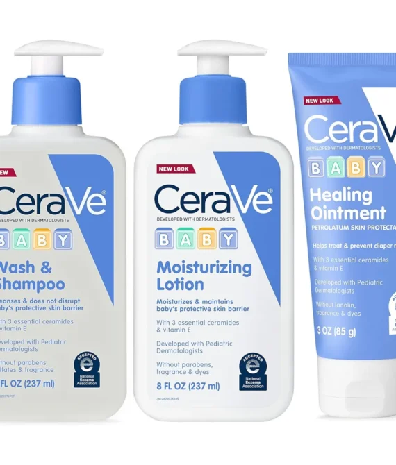 CeraVe Baby Essentials for Bath Time |Baby Wash&Shampoo, Baby Lotion & Diaper Rash Cream |Baby Gift Sets for Baby Registry|Fragrance, Paraben, Dye & Phthalates Free|8oz Shampoo+8oz Lotion+3oz Ointment