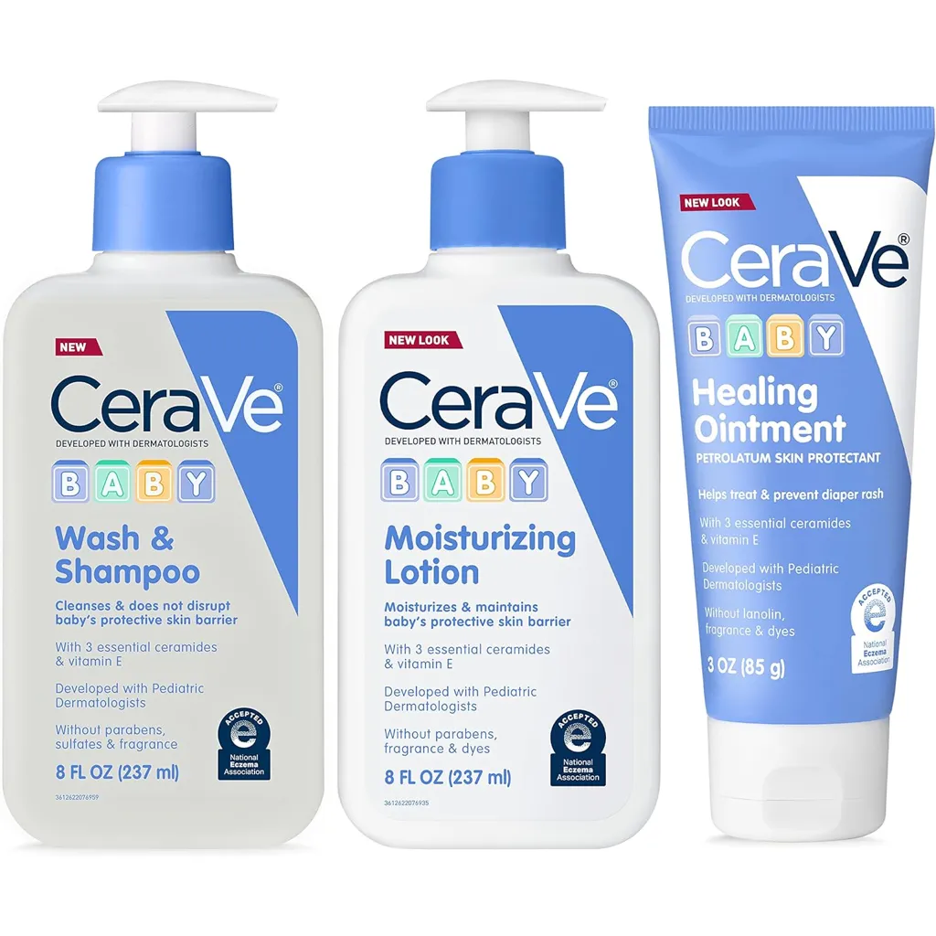 CeraVe Baby Essentials for Bath Time |Baby Wash&Shampoo, Baby Lotion & Diaper Rash Cream |Baby Gift Sets for Baby Registry|Fragrance, Paraben, Dye & Phthalates Free|8oz Shampoo+8oz Lotion+3oz Ointment