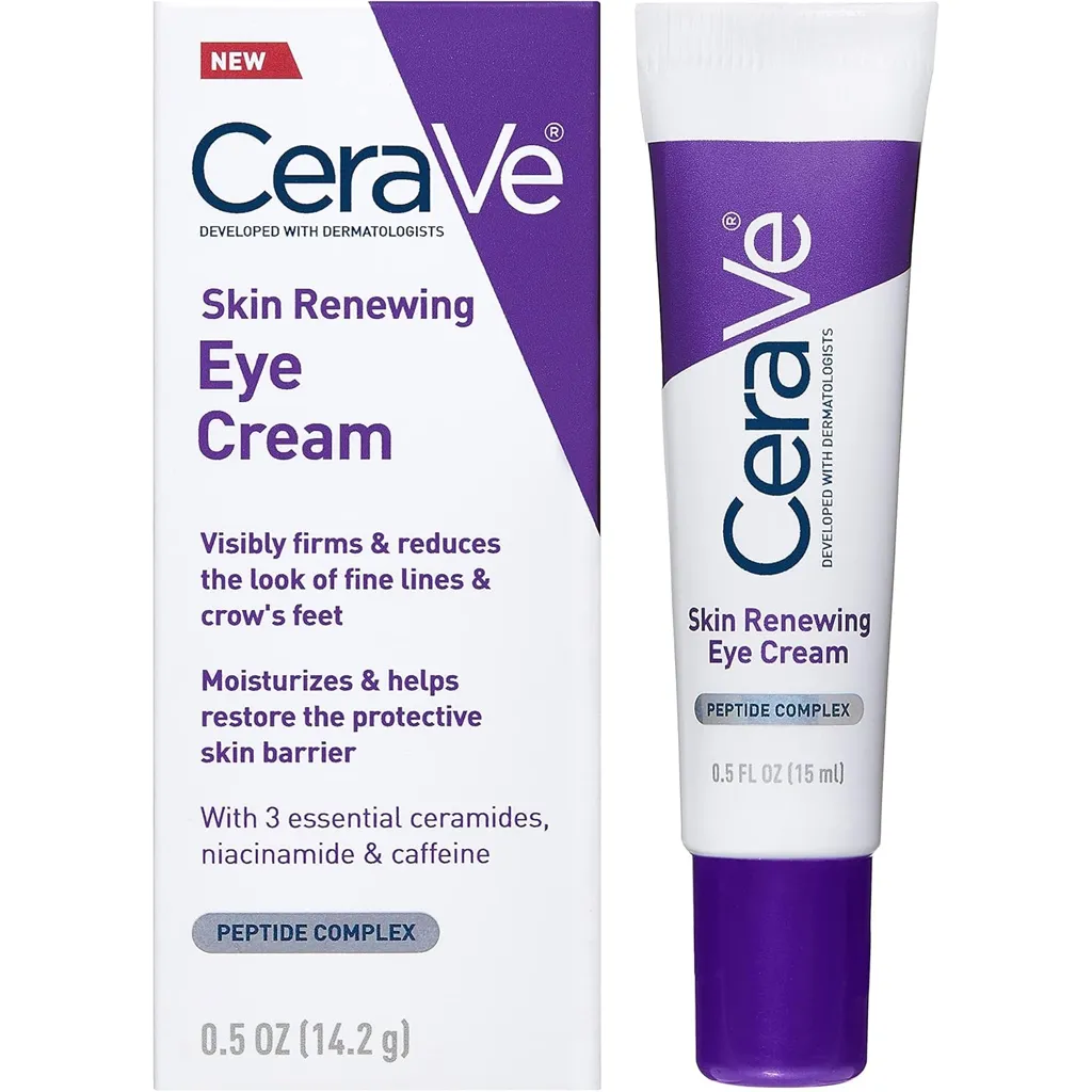 CeraVe Eye Cream for Wrinkles Under Eye Cream with Caffeine, Peptides, Free & Ophthalmologist Tested 0.5 Ounces, 0.5 Ounce (Pack of 1)