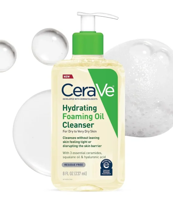 CeraVe Hydrating Foaming Cleanser with Squalane, Hyaluronic Acid & Ceramides | Moisturizing for Dry to Very Dry Skin | Fragrance & Residue Free 8 FL Oz