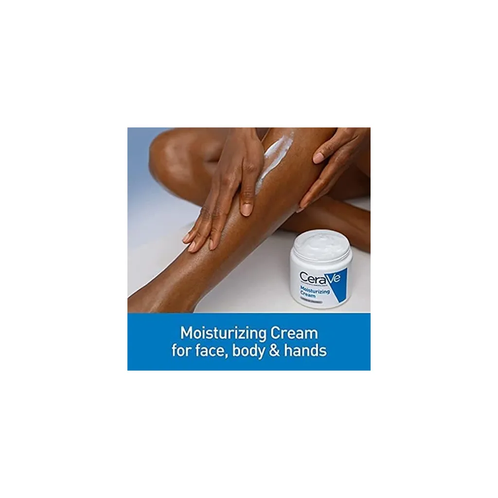 CeraVe Moisturizing Cream | Daily Face, Body & Hands Moisturizer for Dry Skin With Hyaluronic Acid and Ceramides for Women and Men. Sensitive skin, Oil-free, Non-comedogenic, Fragrance-Free, 453 Grams - Image 3