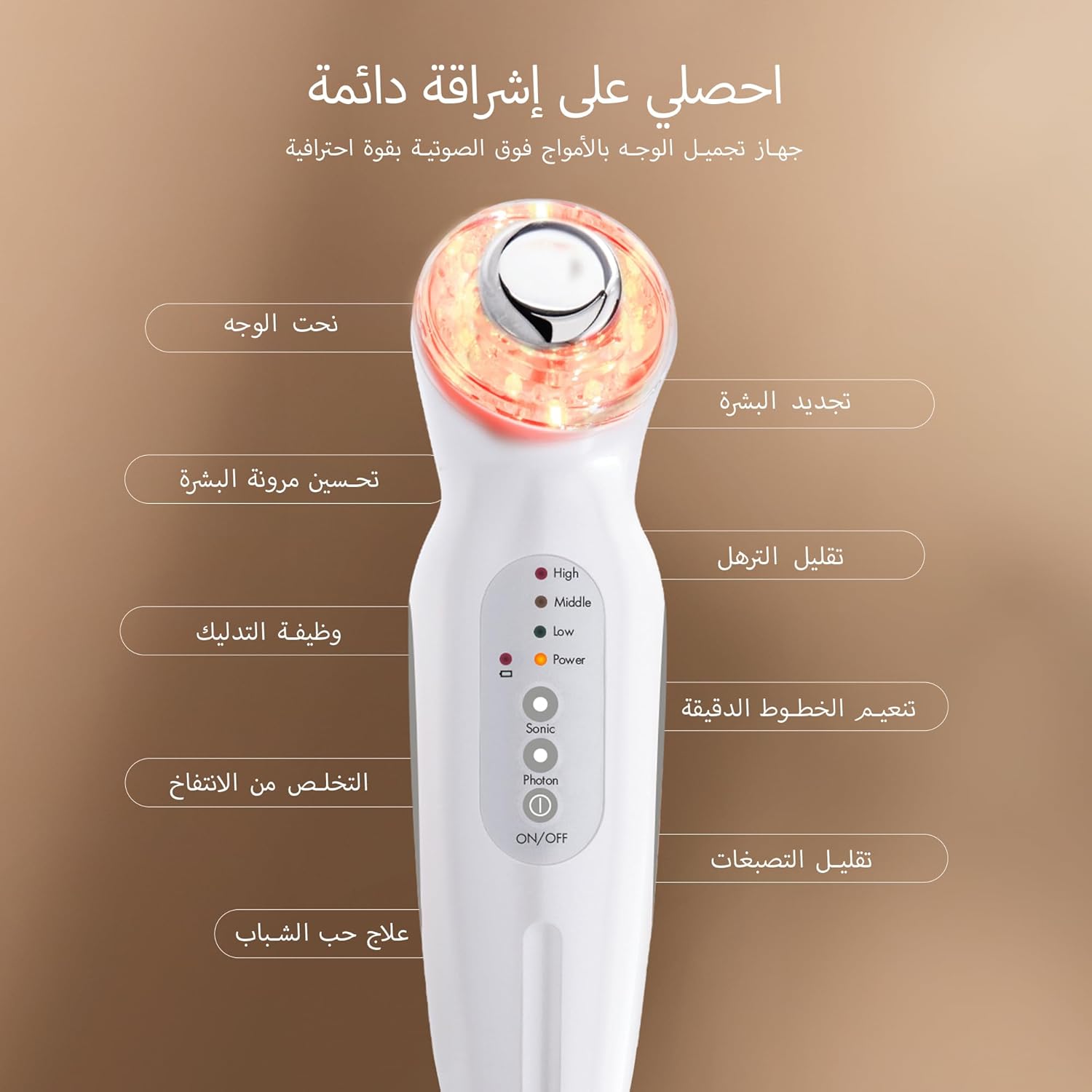 Project E Beauty LED Facial Wand Red Blue Green LED Light Therapy Vibration Therapy Collagen Boost AntiAging Firming Reduced Wrinkles AntiBlemish - Image 2