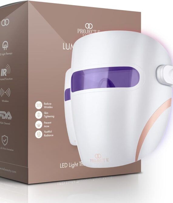 LED Light Therapy Mask by Project E Beauty  FDACleared Device  Infrared Red  Blue Light Therapy  Collagen Boost  AntiWrinkle  AntiAcne  Wireless Face Mask  All Skin Types