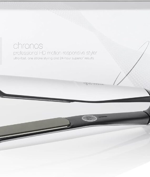 ghd Chronos Styler  1″ Flat Iron Hair Straightener 3X Faster HD MotionResponsive Styler for One Stroke HighDefinition Results that Last 24hrs 85 More Shine 2X Less Frizz No Heat Damage  White