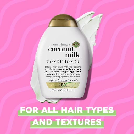 OGX Nourishing Coconut Milk Conditioner (1x 384.5ml), Hydrating and Revitalising Hair Conditioner for Dry, Damaged Hair, Enriched with Coconut Oil and Amino Acids for Soft, Smooth Strands - Image 4