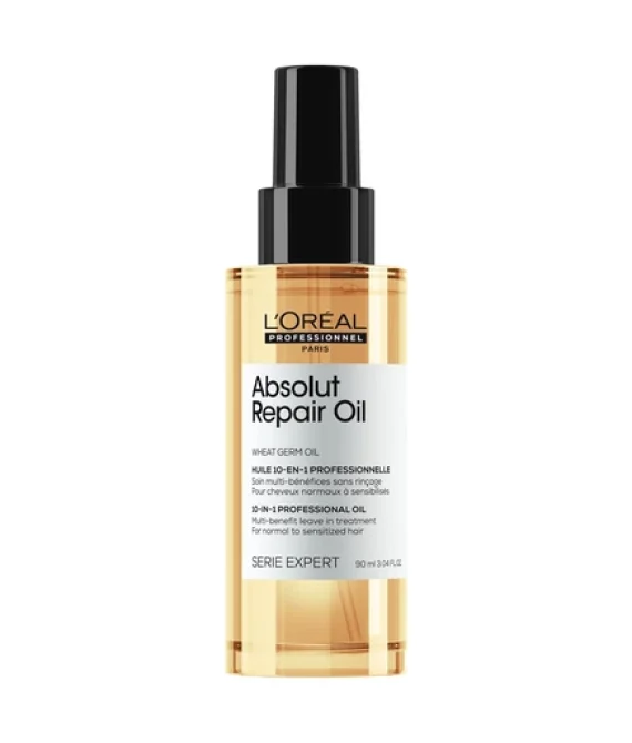 LOral Professionnel, Absolut Repair Hair Oil, Nourishing Hair Oil for Dry and Damaged Hair, Anti-Frizz Hair Oil for Shine & Smoothness, With Wheat Germ Oil, SERIE EXPERT, 90ml