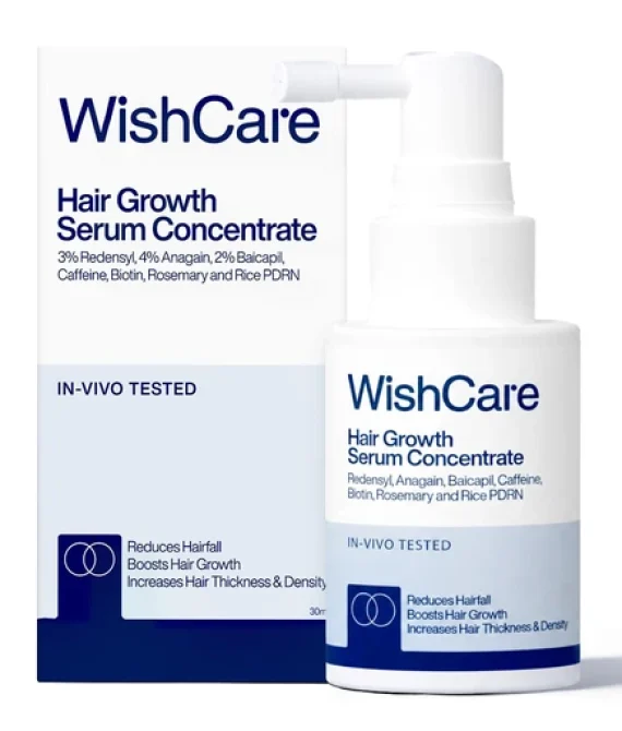 WishCare Hair Growth Serum Concentrate with Redensyl, Anagain, Baicapil, Rosemary, Caffeine, Biotin & Rice Water – Controls Hairfall & Boosts New Growth, 30ml – Nan