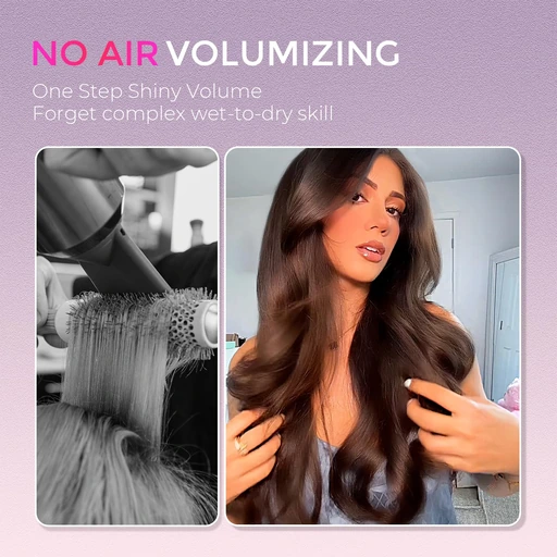 TYMO Thermal Brush Curling Brush - STYLUX 1.7 Inch Blowout Volumizer with Flexi-Fit for Hair Straightening, Heated Round Styler Tool, Hair Straightener and Curler 2 in 1, Dual Voltage & Light, Pink - Image 2
