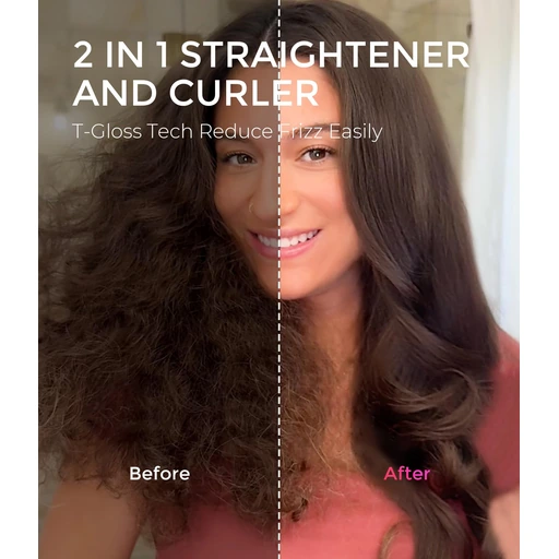 TYMO Thermal Brush Curling Brush - STYLUX 1.7 Inch Blowout Volumizer with Flexi-Fit for Hair Straightening, Heated Round Styler Tool, Hair Straightener and Curler 2 in 1, Dual Voltage & Light, Pink - Image 5