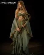 Woodland Fairy Dress, Sage Green Elven Gown, Fantasy Fairy Costume, Renaissance Cosplay Dress, Medieval Festival Outfit, Fairycore Gown