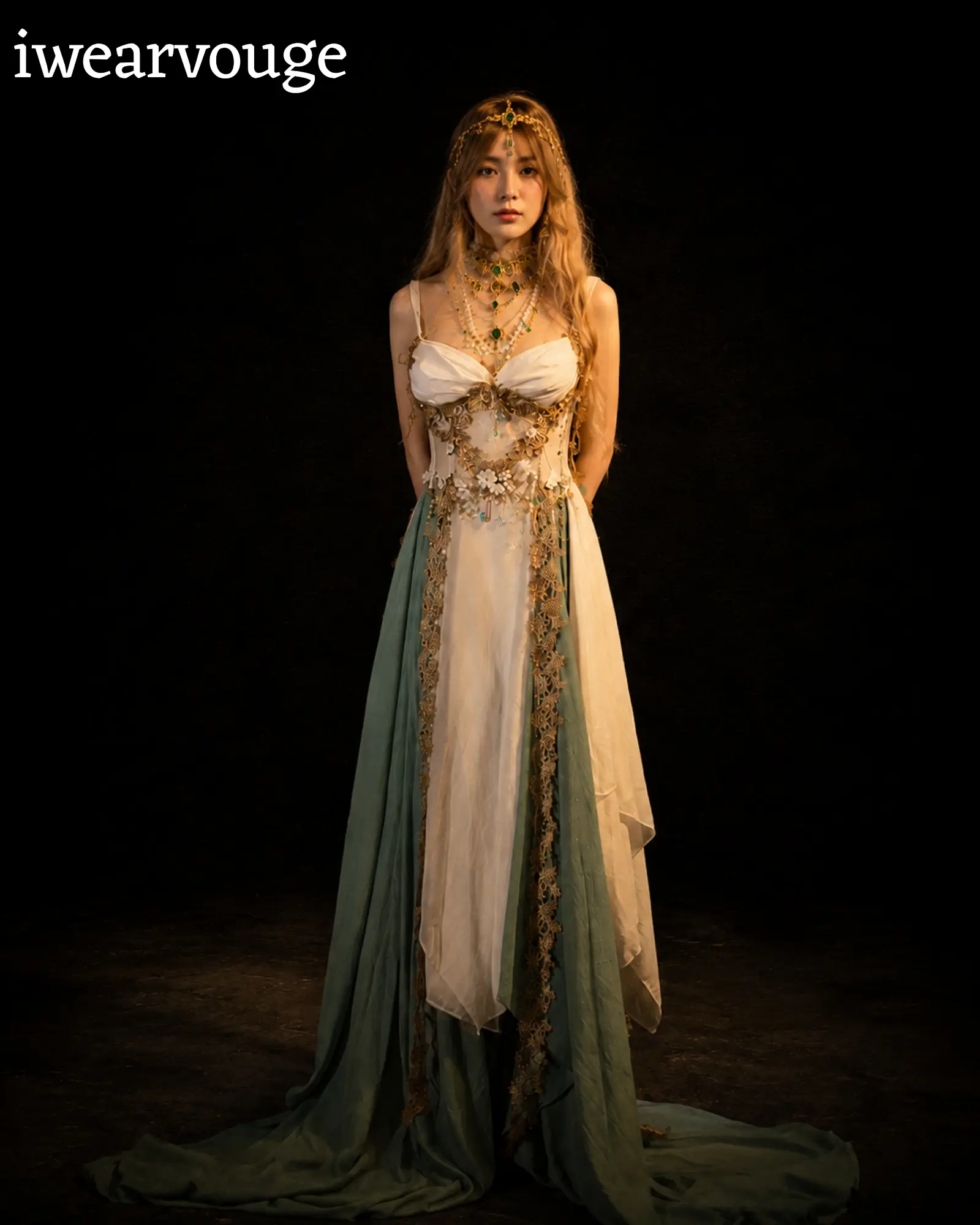 Woodland Fairy Dress, Sage Green Elven Gown, Fantasy Fairy Costume, Renaissance Cosplay Dress, Medieval Festival Outfit, Fairycore Gown - Image 11