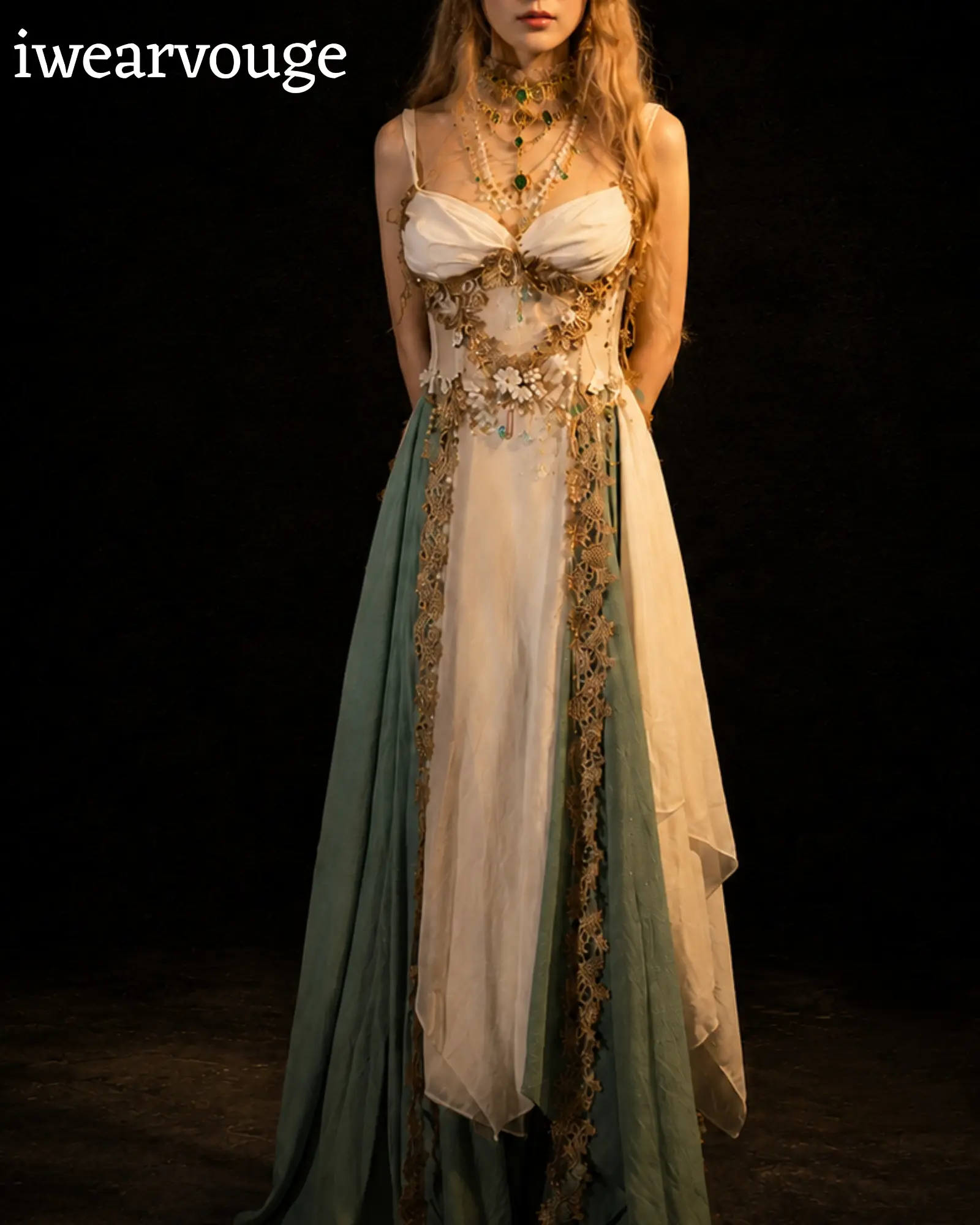 Woodland Fairy Dress, Sage Green Elven Gown, Fantasy Fairy Costume, Renaissance Cosplay Dress, Medieval Festival Outfit, Fairycore Gown - Image 12
