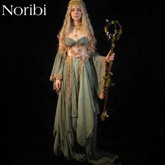 Forest Elf Fantasy Dress, Woodland Fairy Costume, Renaissance Gown Cosplay