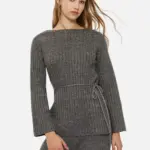 Long belted sweater - Beige