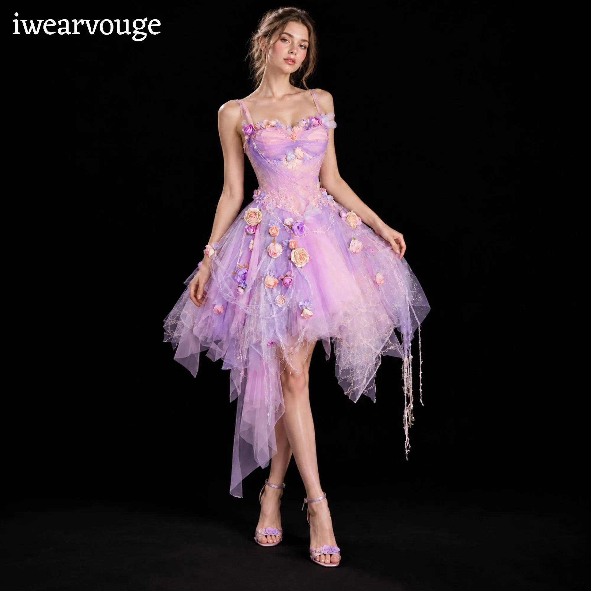 Fairy Fantasy Dress, Purple Floral Princess Costume, Enchanted Garden Cosplay Gown