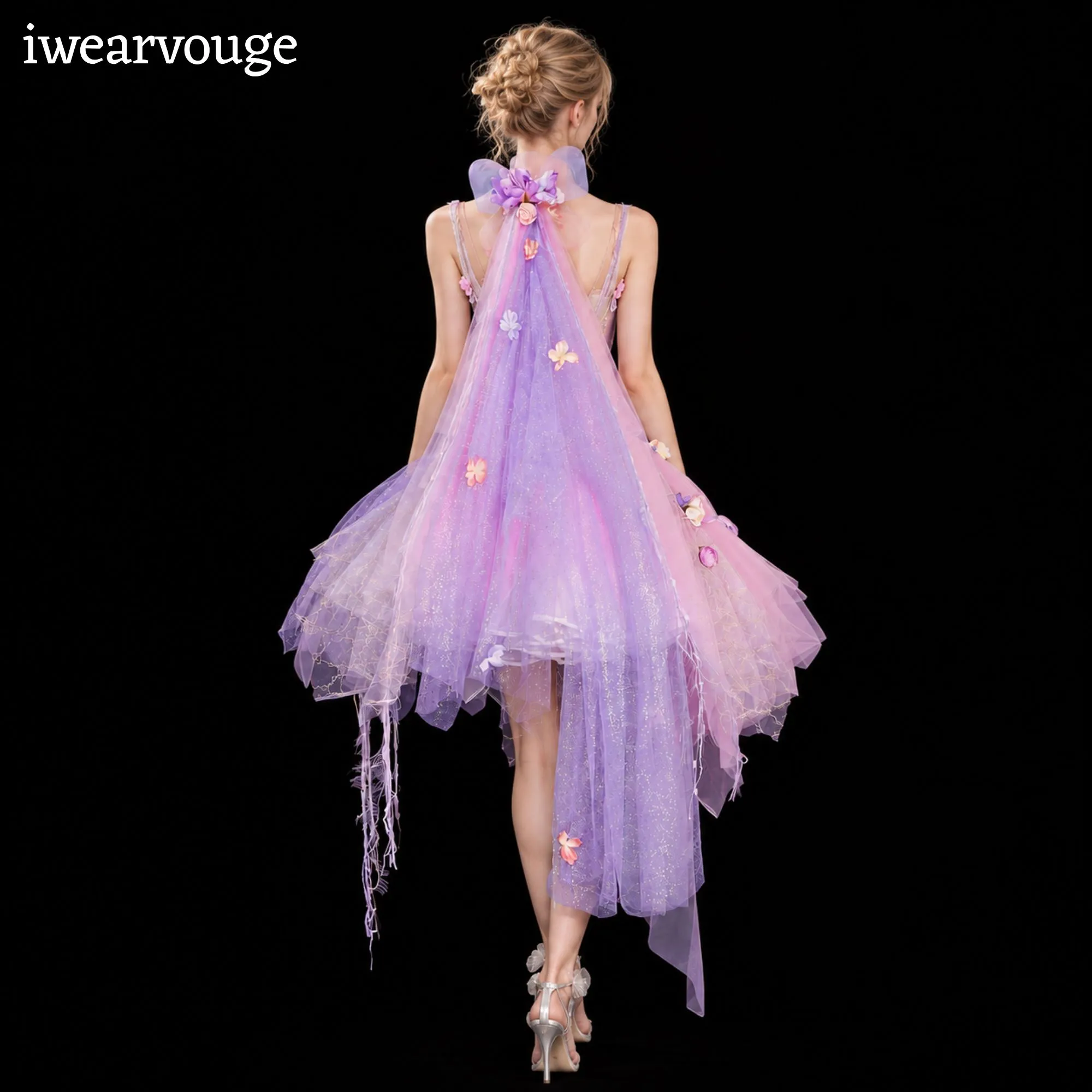 Fairy Fantasy Dress, Purple Floral Princess Costume, Enchanted Garden Cosplay Gown - Image 3