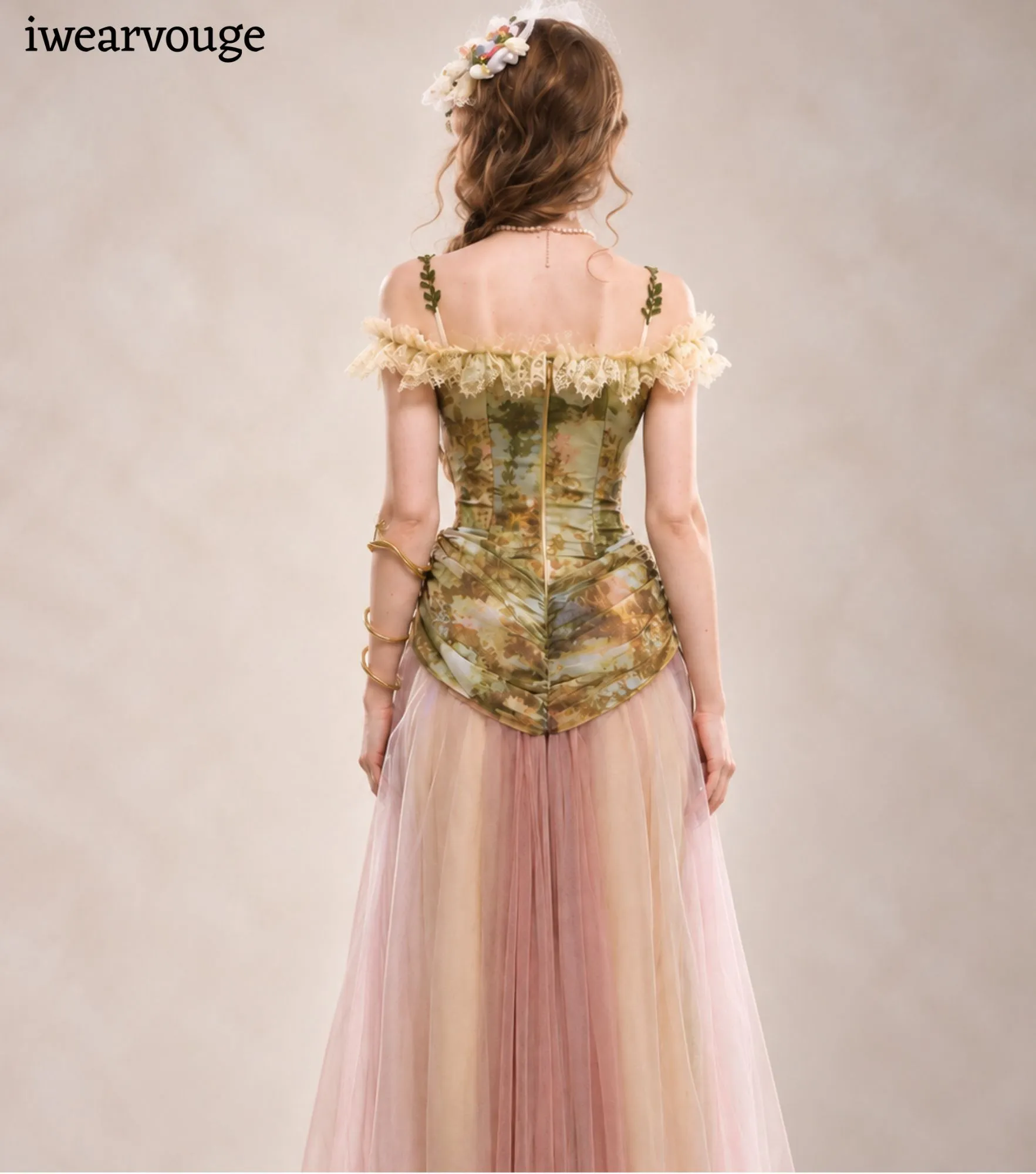 Vintage Fairy Corset Dress, Cottagecore Tulle Gown, Romantic Woodland Fantasy Costume - Image 5