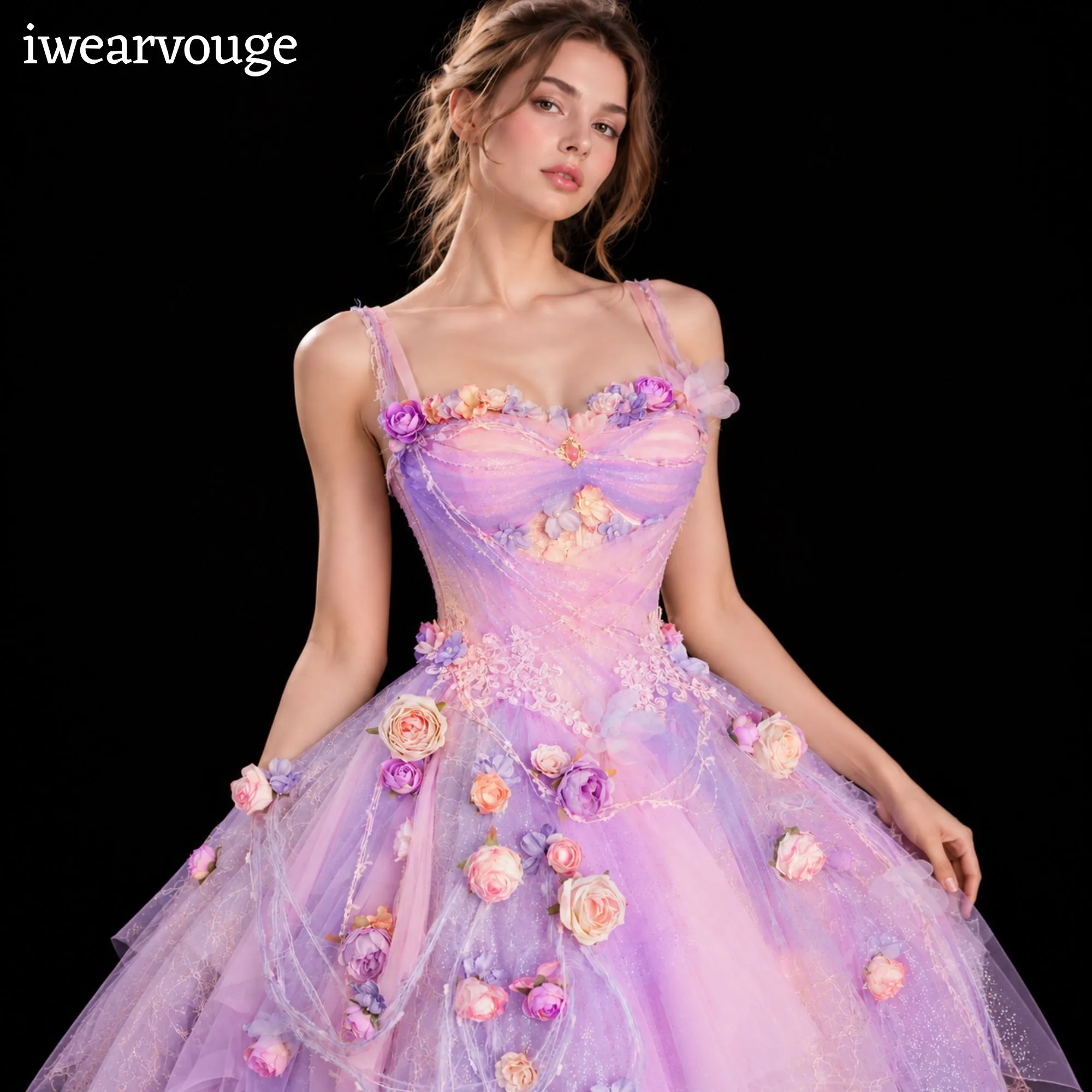 Fairy Fantasy Dress, Purple Floral Princess Costume, Enchanted Garden Cosplay Gown - Image 2