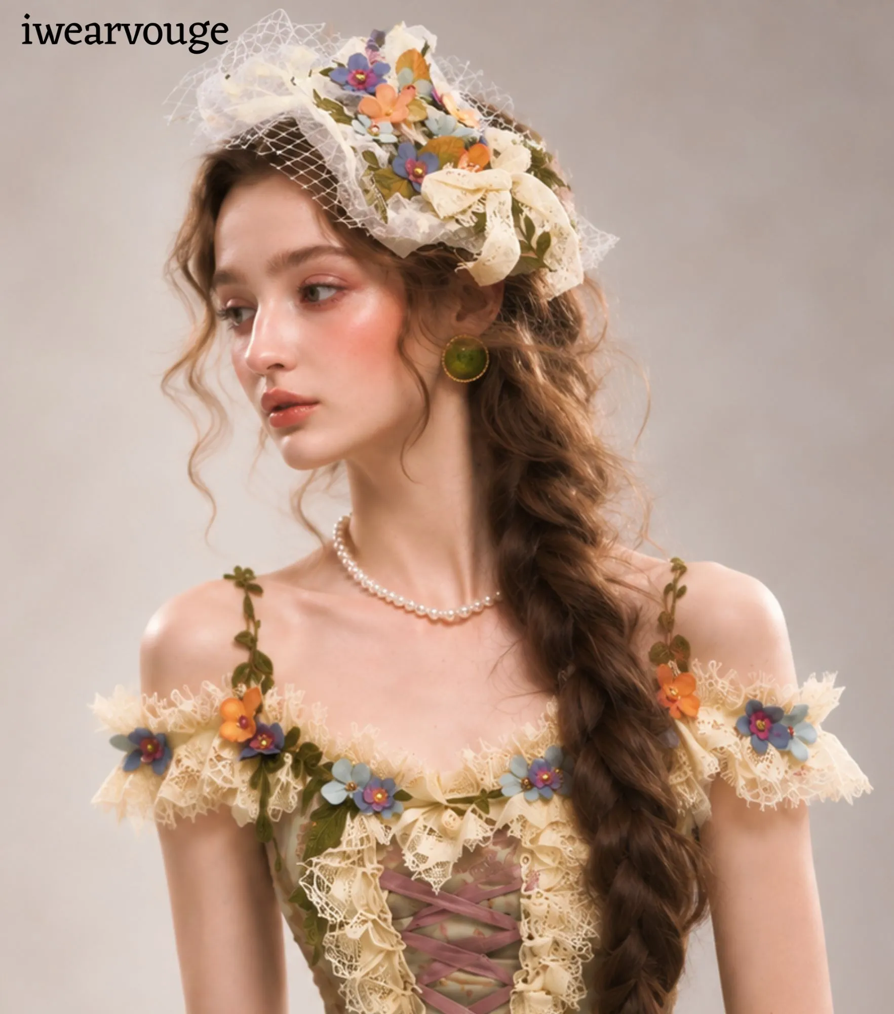 Vintage Fairy Corset Dress, Cottagecore Tulle Gown, Romantic Woodland Fantasy Costume - Image 6